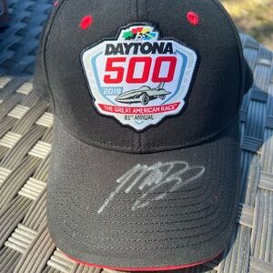 Daytona 500 Black Embroidered Patch Hat with Signature